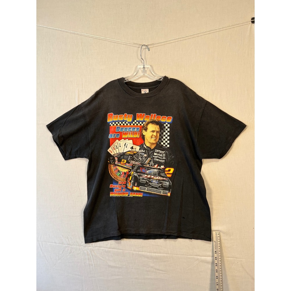 Vintage 1996 Rusty Wallace Deuces Are Wild Miller Racing T-Shirt XL Delta USA